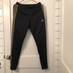 Adidas, gold stripe, men’s Sm Tiro 19 track pants